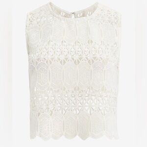 Express White Lace Open Stitch Cropped Tank New